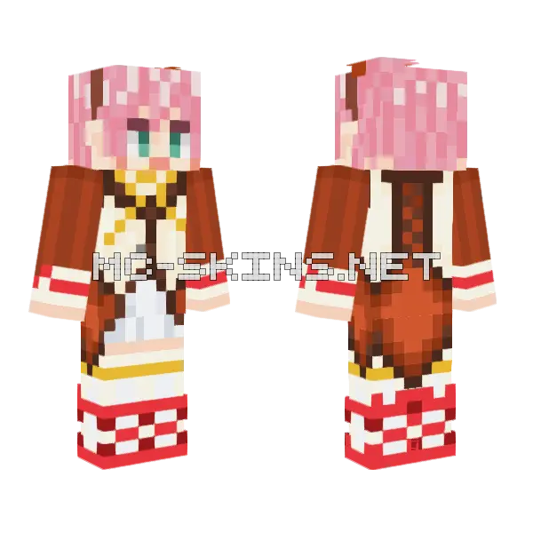 Kanonno G Pink Hair Minecraft skin, front and back