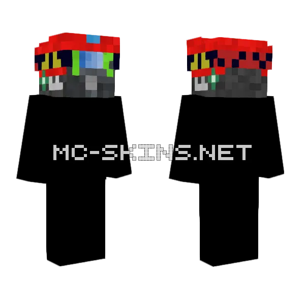 Kask Czerwony Minecraft skin, front and back