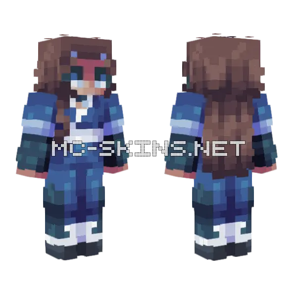Katara Blue Outfit Minecraft skin, front and back