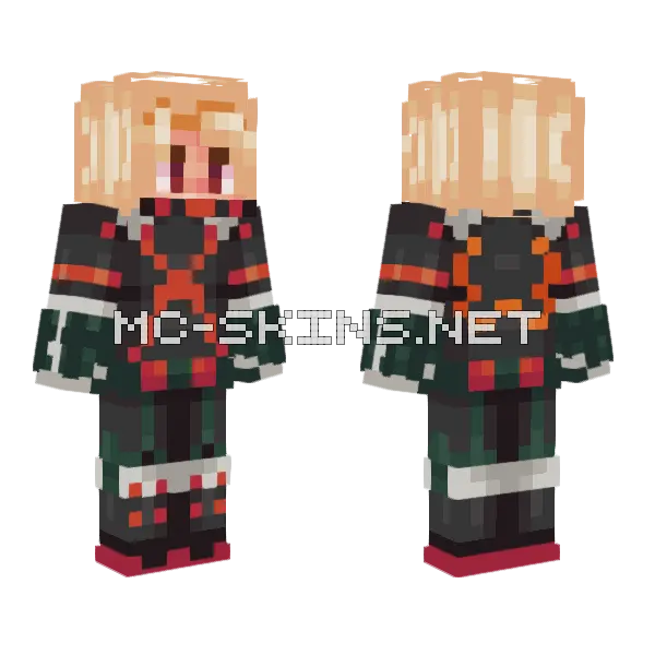 Katsuki Bakugo MHA BNHA Minecraft skin, front and back