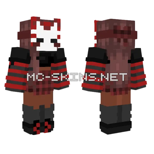 Katsune Girl Dark Skin Minecraft skin, front and back