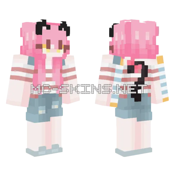 Kawaii 4th Chan Minecraft skin, front and back