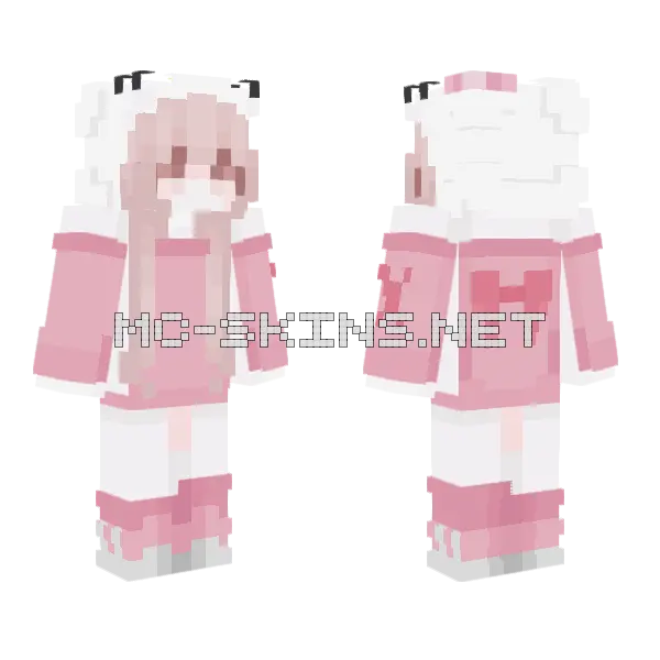 Kawaii Bunny Girl Minecraft skin, front and back