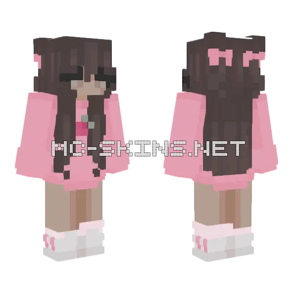 Kawaii Cat Girl Minecraft skin, front and back