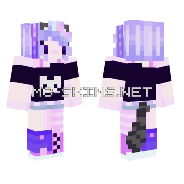 Kawaii Cat Girl Minecraft skin, front and back
