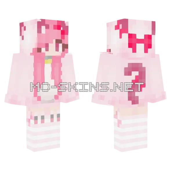 Kawaii Channn Pink Minecraft skin, front and back