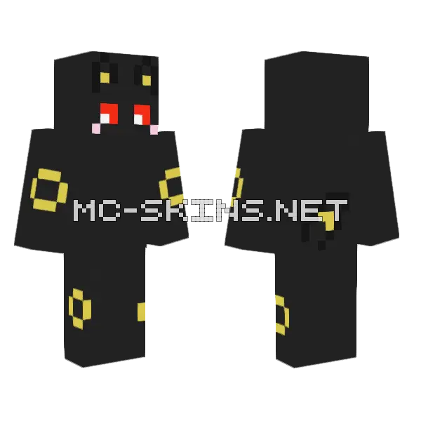 Kawaii Umbreon Minecraft skin, front and back