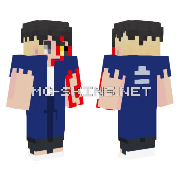 Kawaki Red Karma Yellow Eyes Minecraft skin, front and back