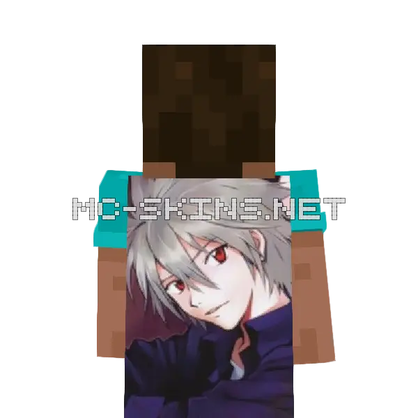 Kaworu Nagisa Minecraft cape worn on a player