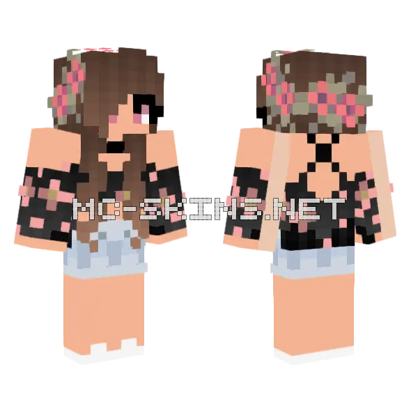 Kayla Flower Crown Minecraft skin, front and back