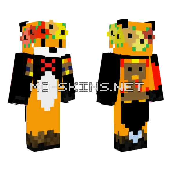 Keeneowo Orange Fox Minecraft skin, front and back