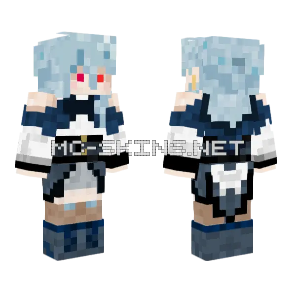 Kekwwwwwww Blue Hair Girl Minecraft skin, front and back