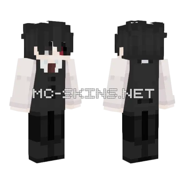 Ken Kaneki Anteiku Minecraft skin, front and back