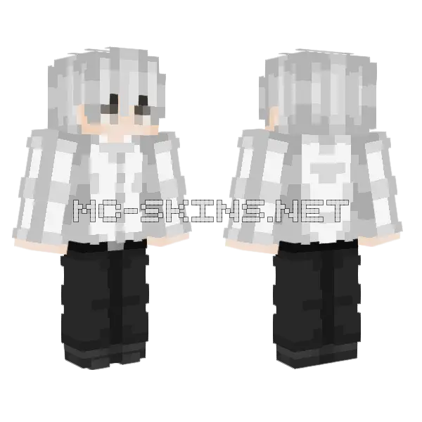 Ken Kaneki Minecraft skin, front and back