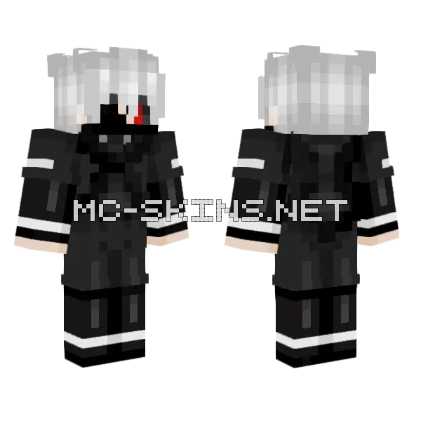 Ken Kaneki Minecraft skin, front and back