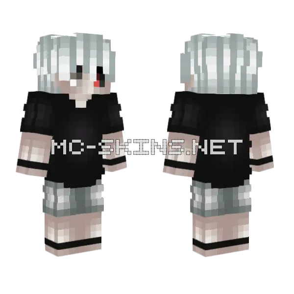 Ken Kaneki Tokyo Ghoul Minecraft skin, front and back