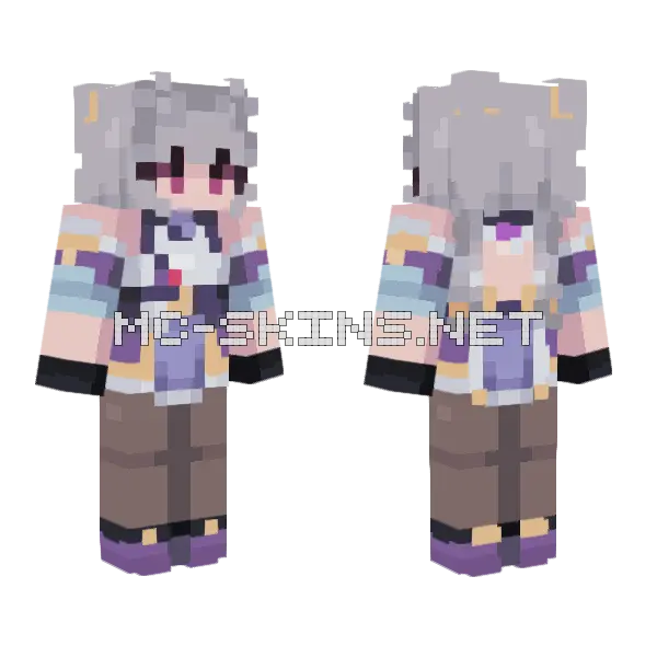 Keqing Minecraft skin, front and back