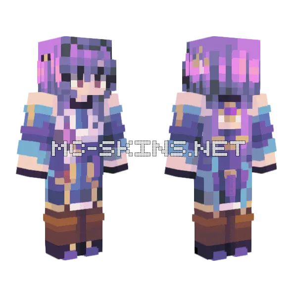 Keqing Minecraft skin, front and back