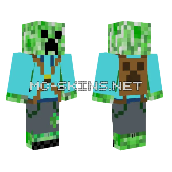 Kevin The Jackhammer Creeper Minecraft skin, front and back