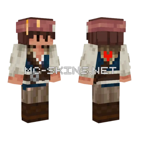 Kibox Pirate Minecraft skin, front and back