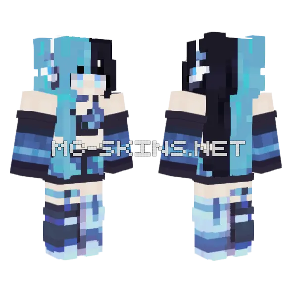 Kiguyumi Blue Outfit Minecraft skin, front and back