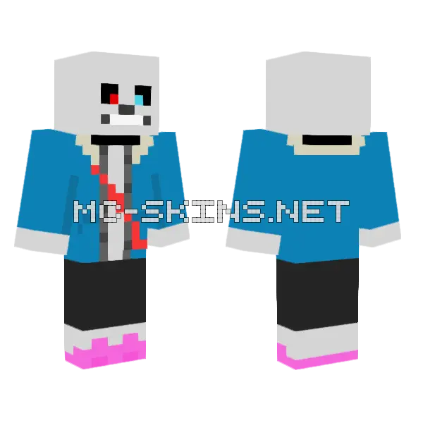 Killed Sans V3 1 Fixed Minecraft skin, front and back