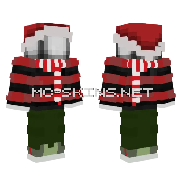 Killer Creeper Navidad Minecraft skin, front and back