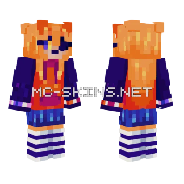 Killianthecrafter Orange Cat Girl Minecraft skin, front and back