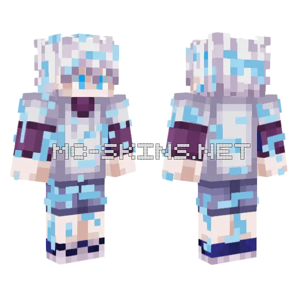 Killua Lightning Form Minecraft skin, front and back