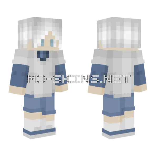 Killua Zoldyck Minecraft skin, front and back
