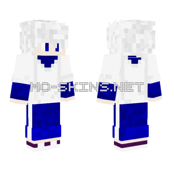 Killua Zoldyeck Minecraft skin, front and back
