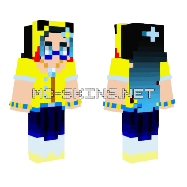 Kim S Main Outfit Top Ponytail Minecraft skin, front and back