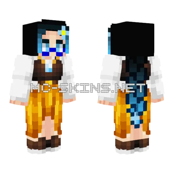 Kim S Medieval Dress Minecraft skin, front and back