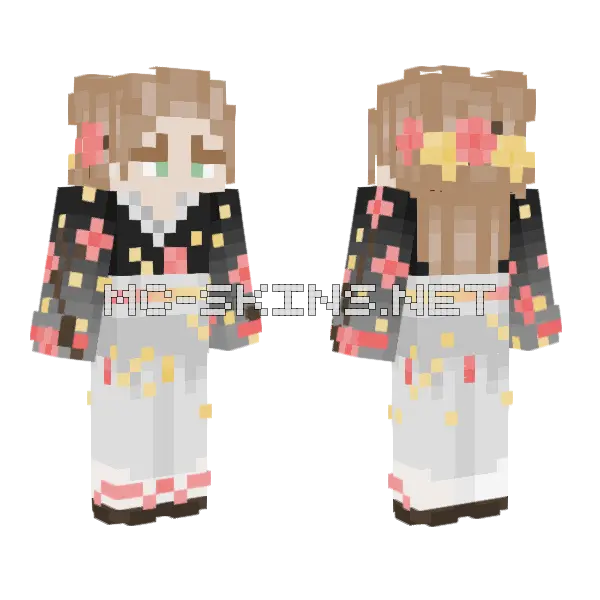 Kimono Girl Minecraft skin, front and back