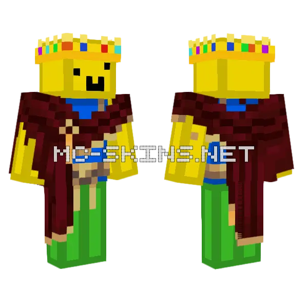 King Bob The Noob Minecraft skin, front and back