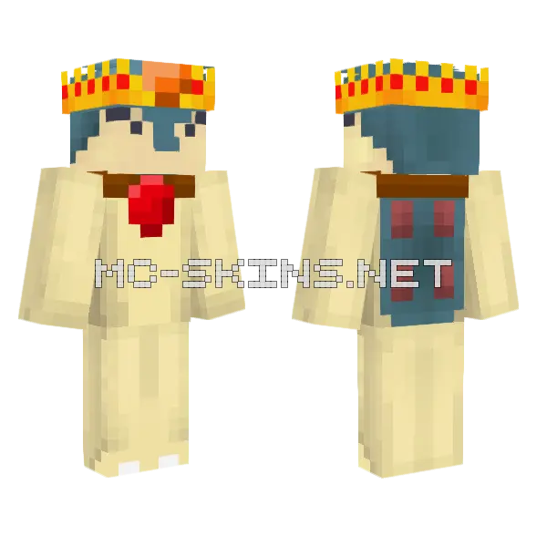 King Cyndaquil Minecraft skin, front and back
