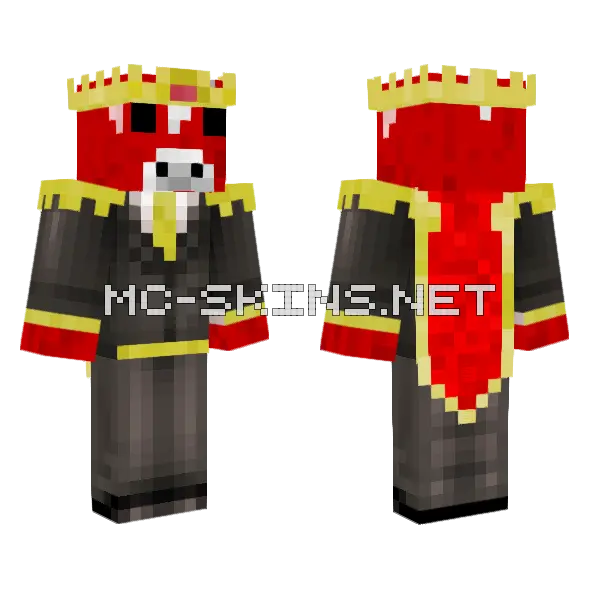 King Mooshroom Minecraft skin, front and back
