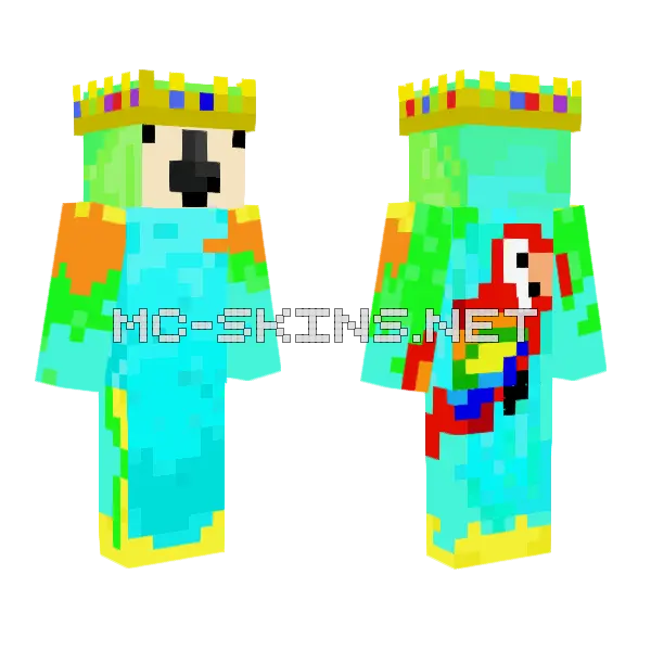 King Parrot Minecraft skin, front and back