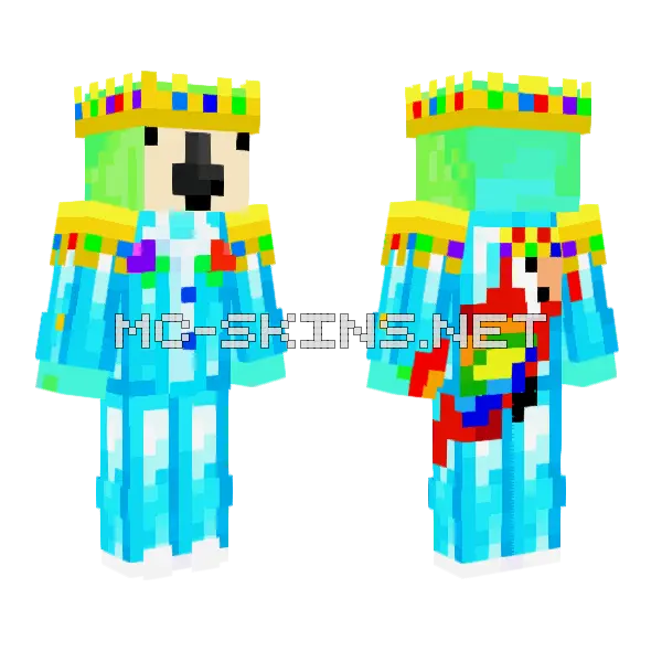King Parrot Diamond Minecraft skin, front and back