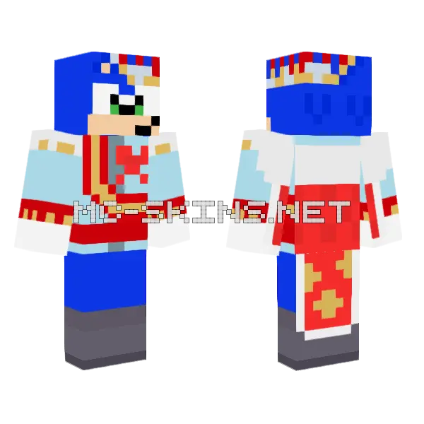 King Sonic Rumble Party Minecraft skin, front and back