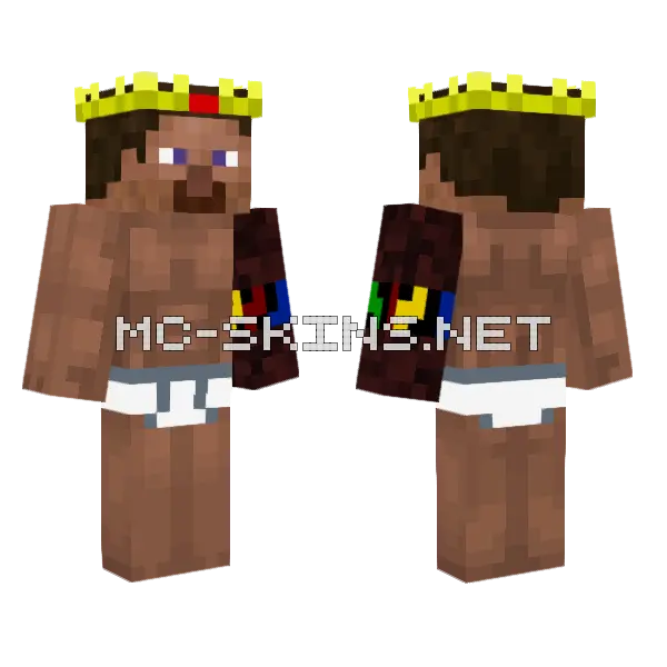 King Steve Minecraft skin, front and back