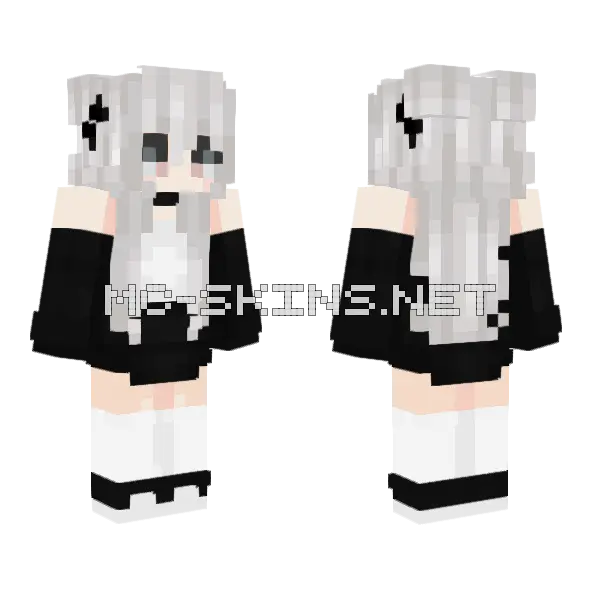 Kirachan White Hair Minecraft skin, front and back
