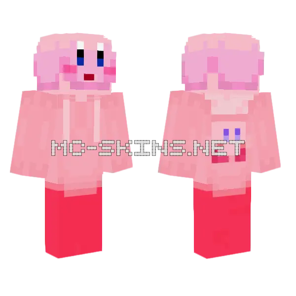 Kirby Hoodie Minecraft skin, front and back
