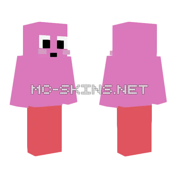 Kirby Remastered Minecraft skin, front and back