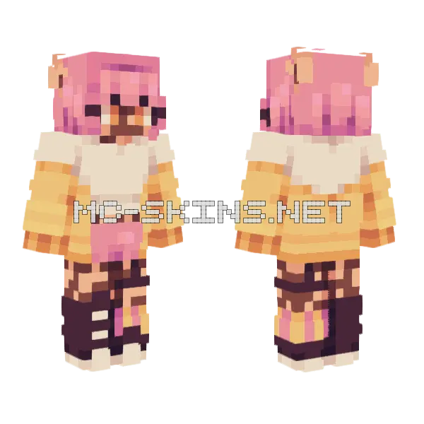 Kiss Me Pink Minecraft skin, front and back