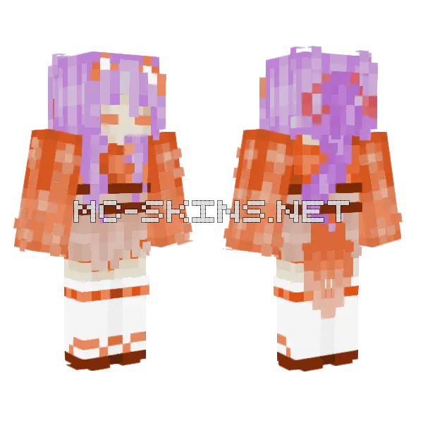 Kitsune Girl Minecraft skin, front and back