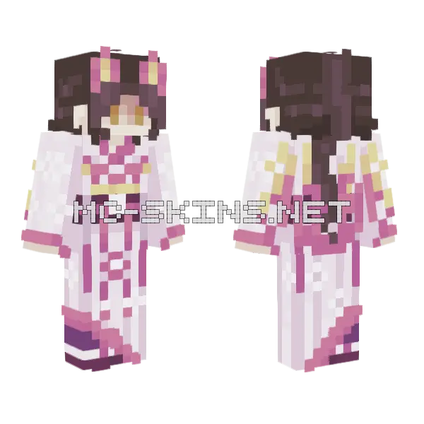 Kitsune Girl Minecraft skin, front and back