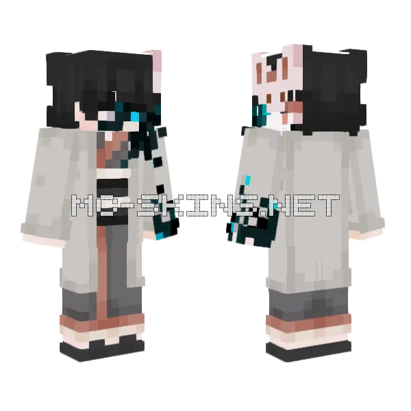 Kitsune Male Skulk Infected Minecraft skin, front and back