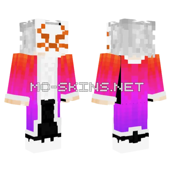 Kitsune Mask Robe Minecraft skin, front and back
