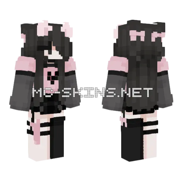 Kitty Egirl Minecraft skin, front and back